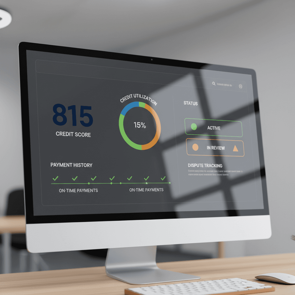 Credit score displayed on screen
